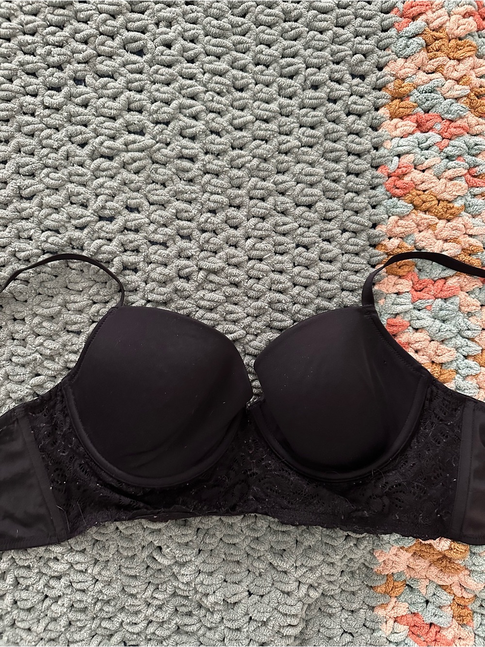 Xhilaration Black Lace-Trim Push-Up Bra